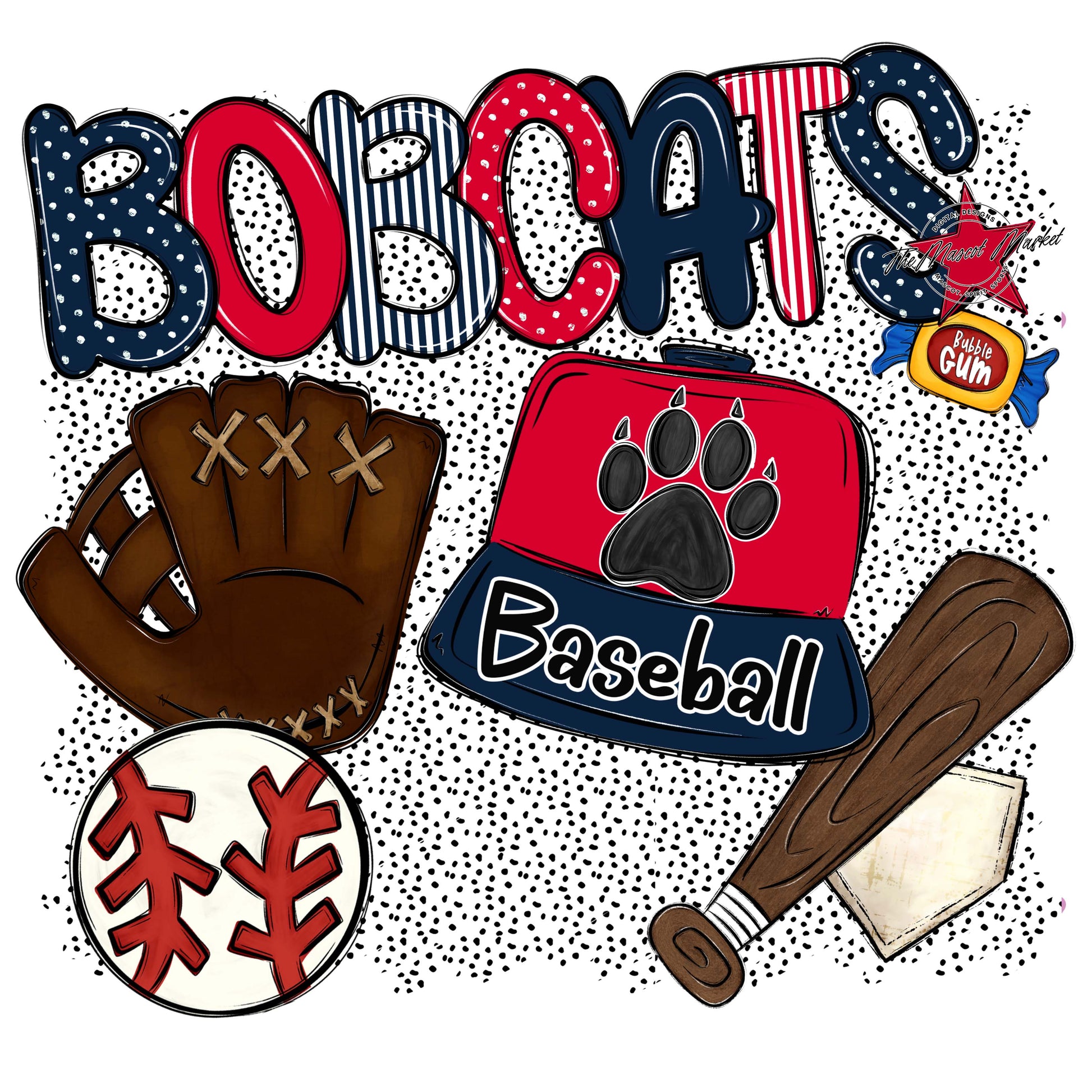 Bobcats Baseball Spirit-Navy & Red