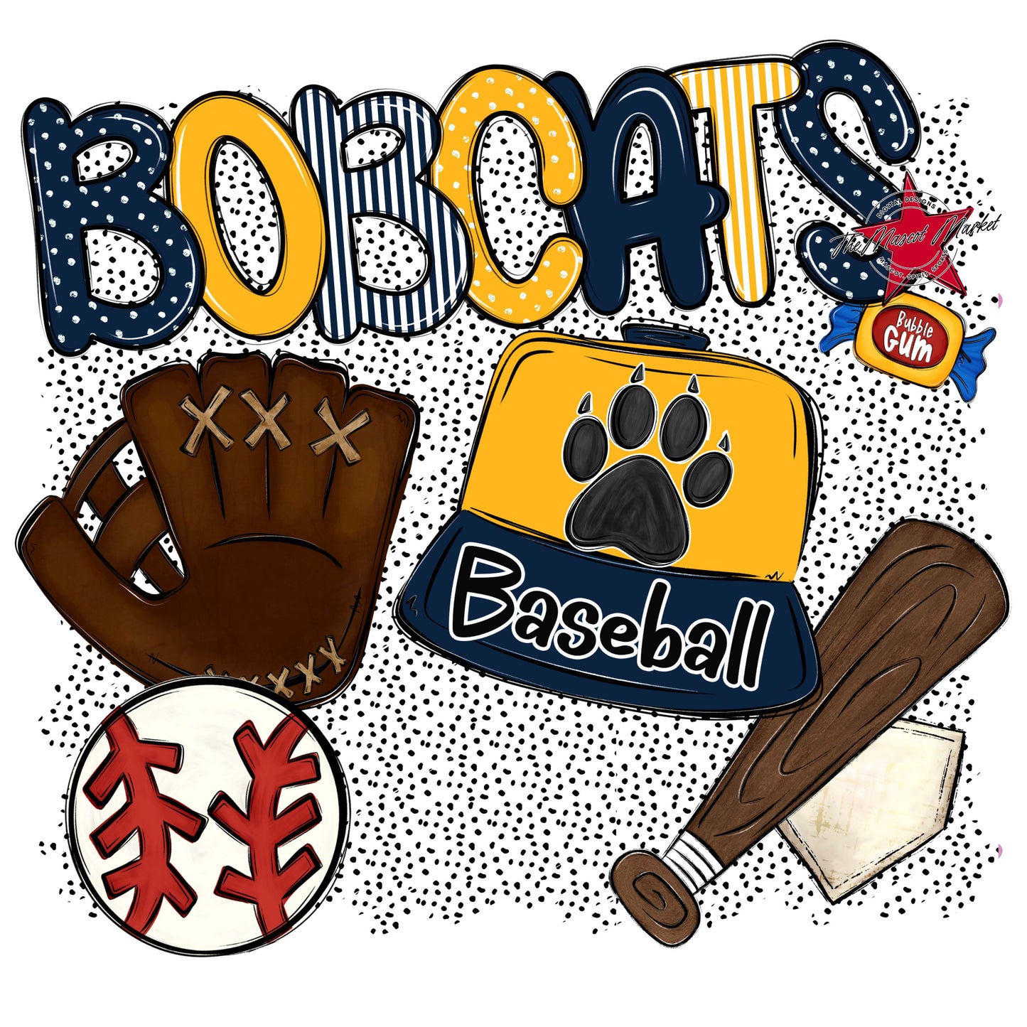 Bobcats Baseball Spirit-Navy & Yellow