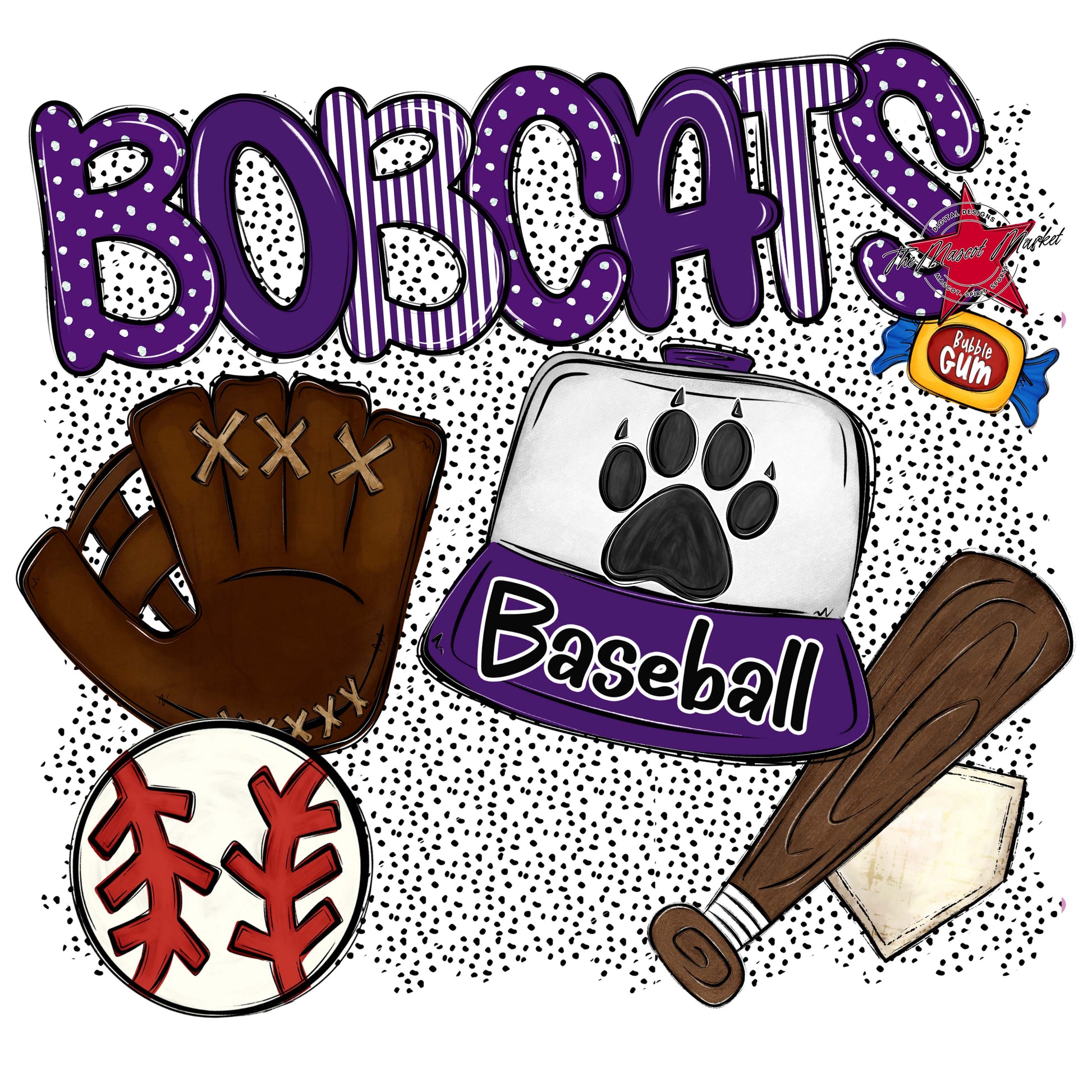 Bobcats Baseball Spirit-Purple