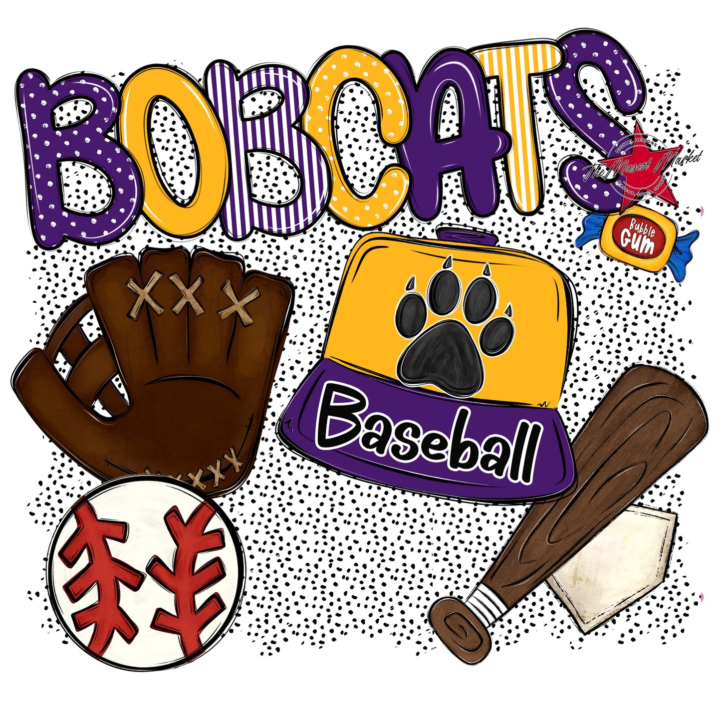 Bobcats Baseball Spirit-Purple & Yellow