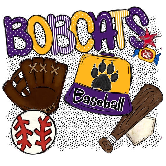 Bobcats Baseball Spirit-Purple & Yellow