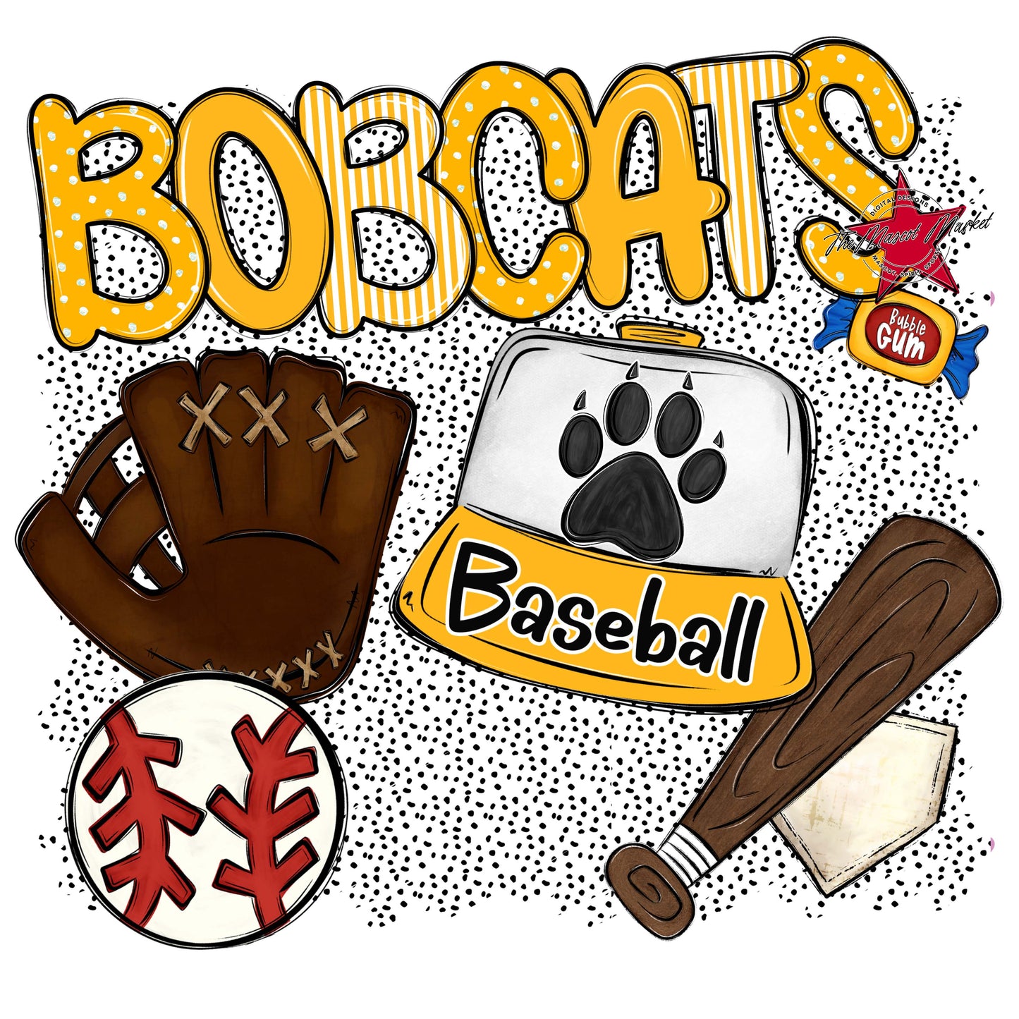 Bobcats Baseball Spirit-Yellow