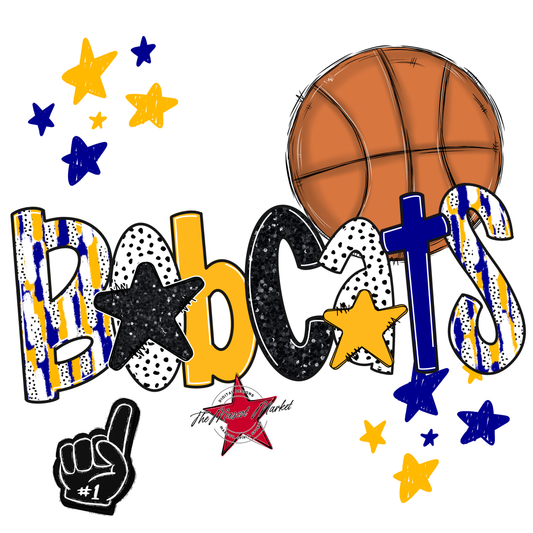 Bobcats Basketball Scrape-Blue-Yellow