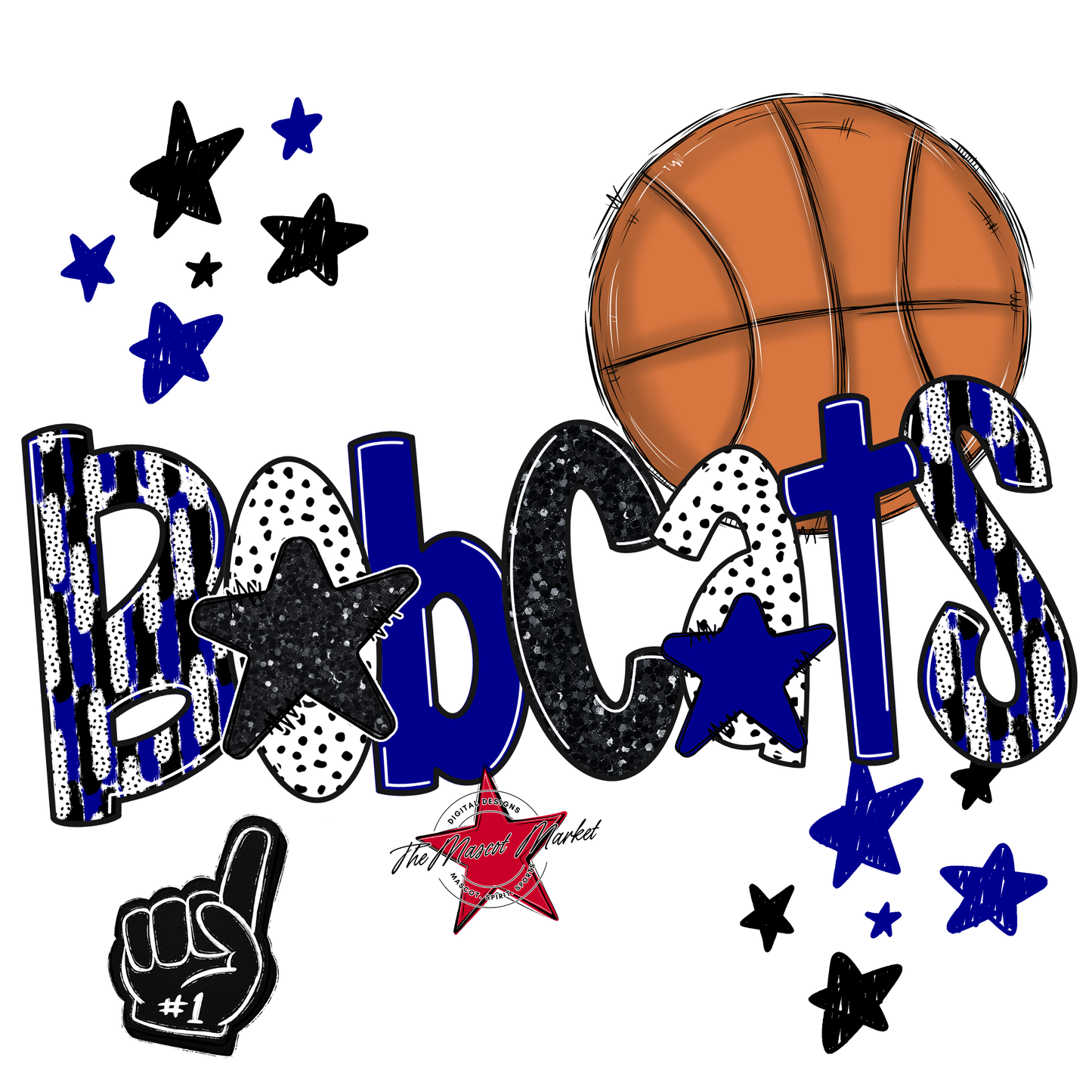 Bobcats Basketball Scrape-Blue