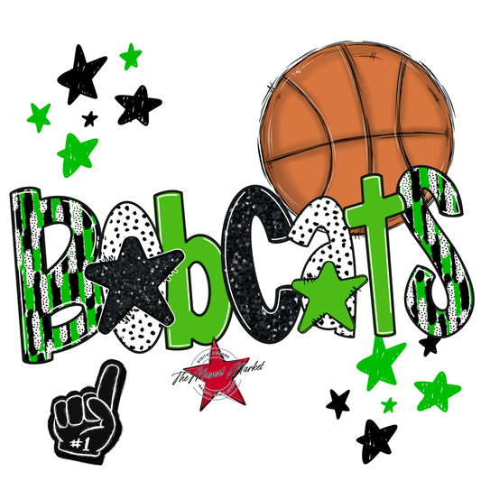 Bobcats Basketball Scrape-Bright Green
