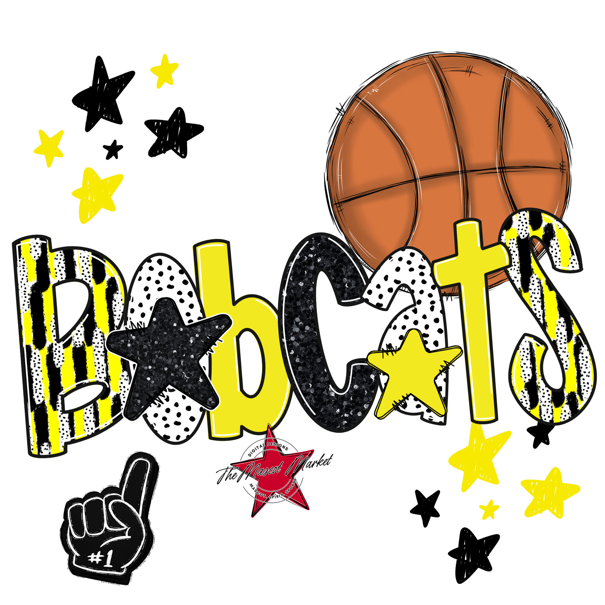Bobcats Basketball Scrape-Bright Yellow