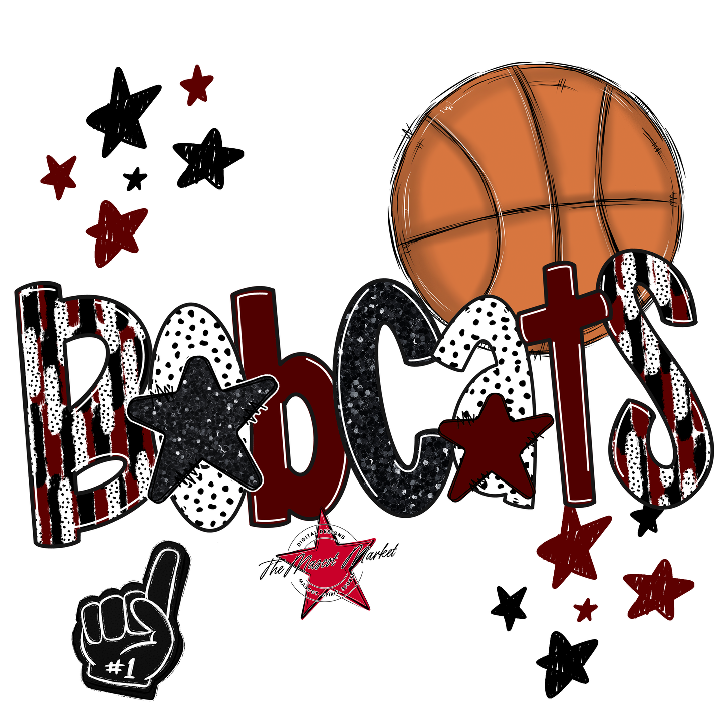 Bobcats Basketball Scrape-Maroon