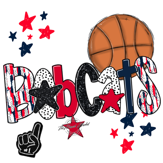 Bobcats Basketball Scrape-Navy-Red