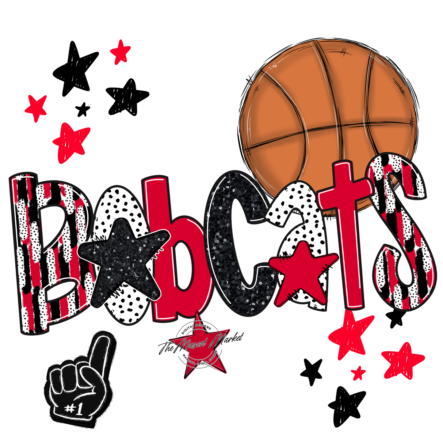 Bobcats Basketball Scrape-Red