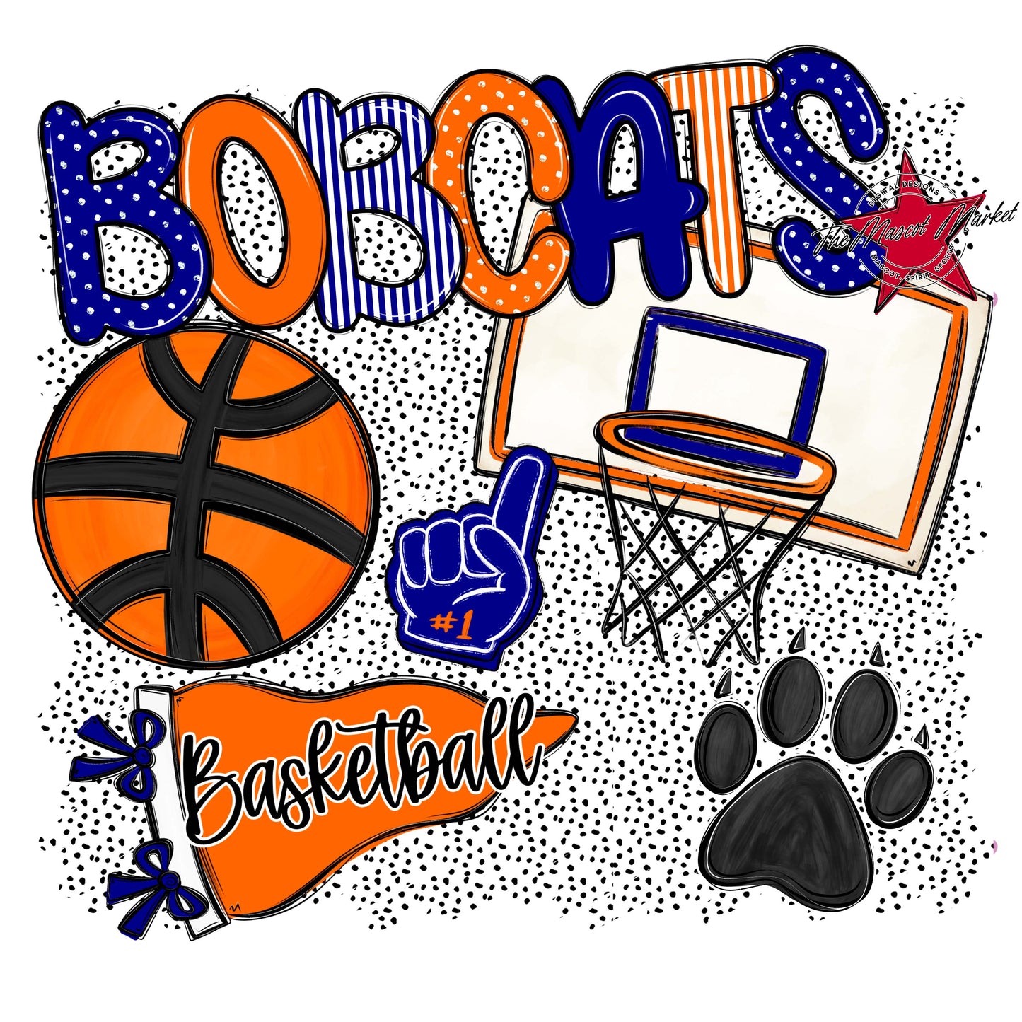 Bobcats Basketball Spirit-Blue & Orange