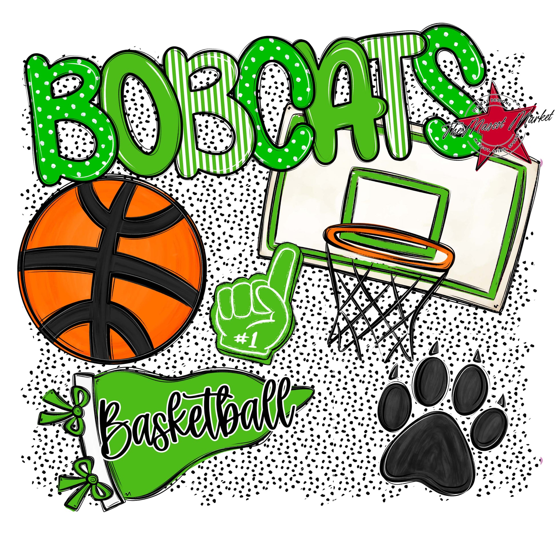 Bobcats Basketball Spirit-Bright Green