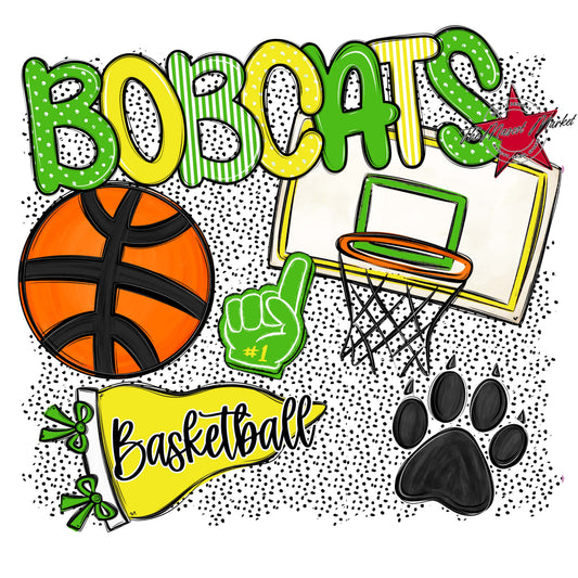 Bobcats Basketball Spirit-Bright Green & Bright Yellow
