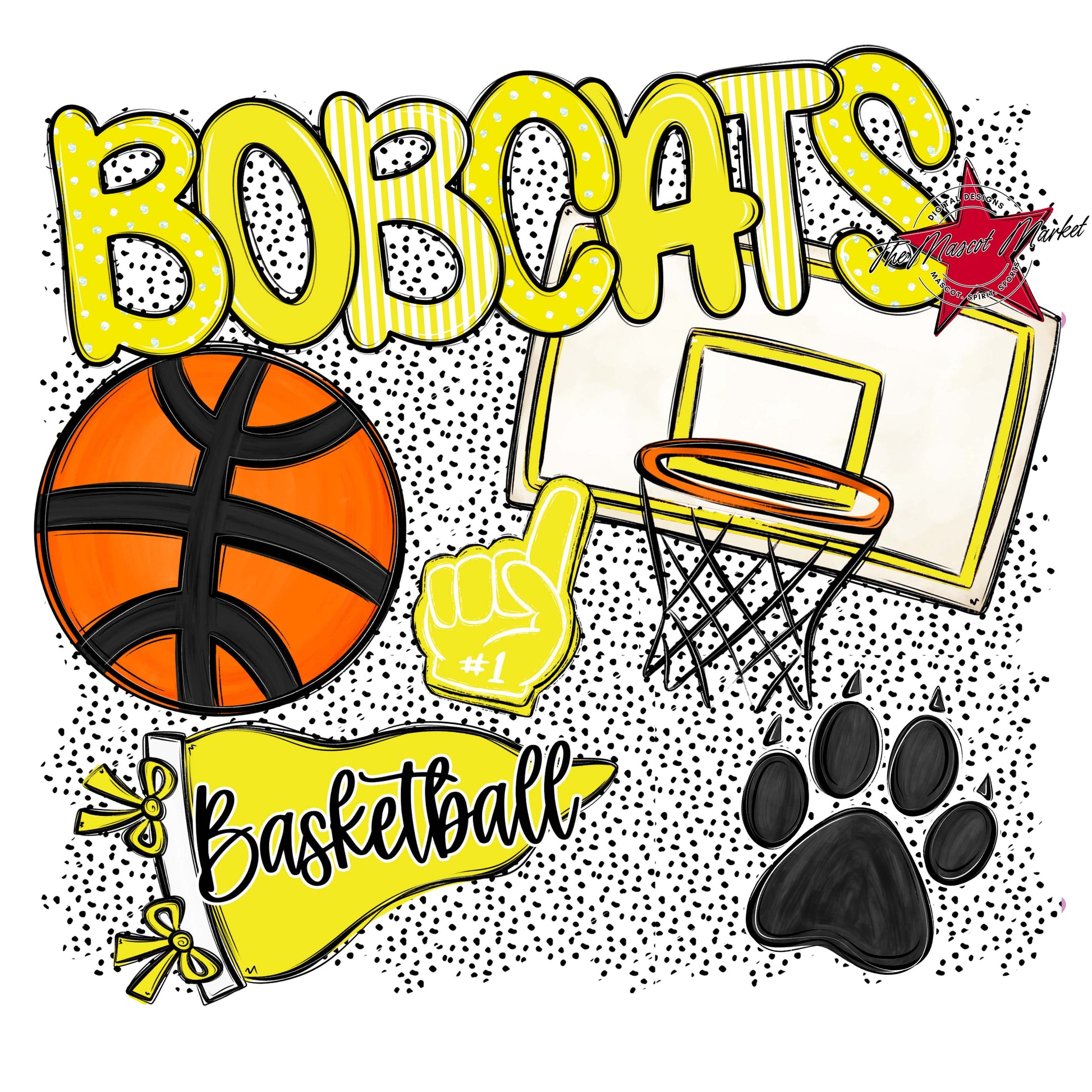Bobcats Basketball Spirit-Bright Yellow