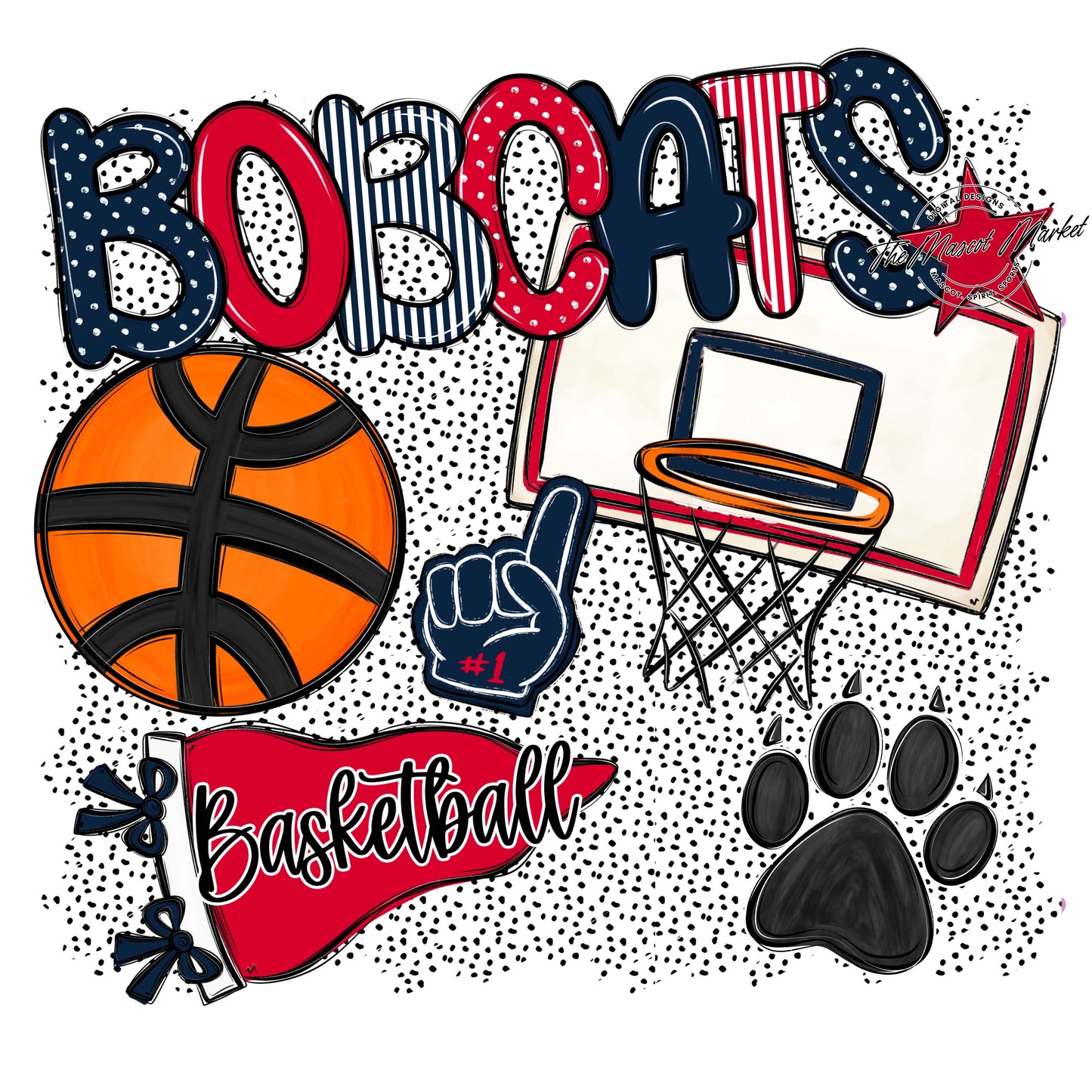 Bobcats Basketball Spirit-Navy & Red