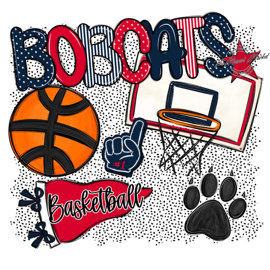 Bobcats Basketball Spirit-Navy & Red