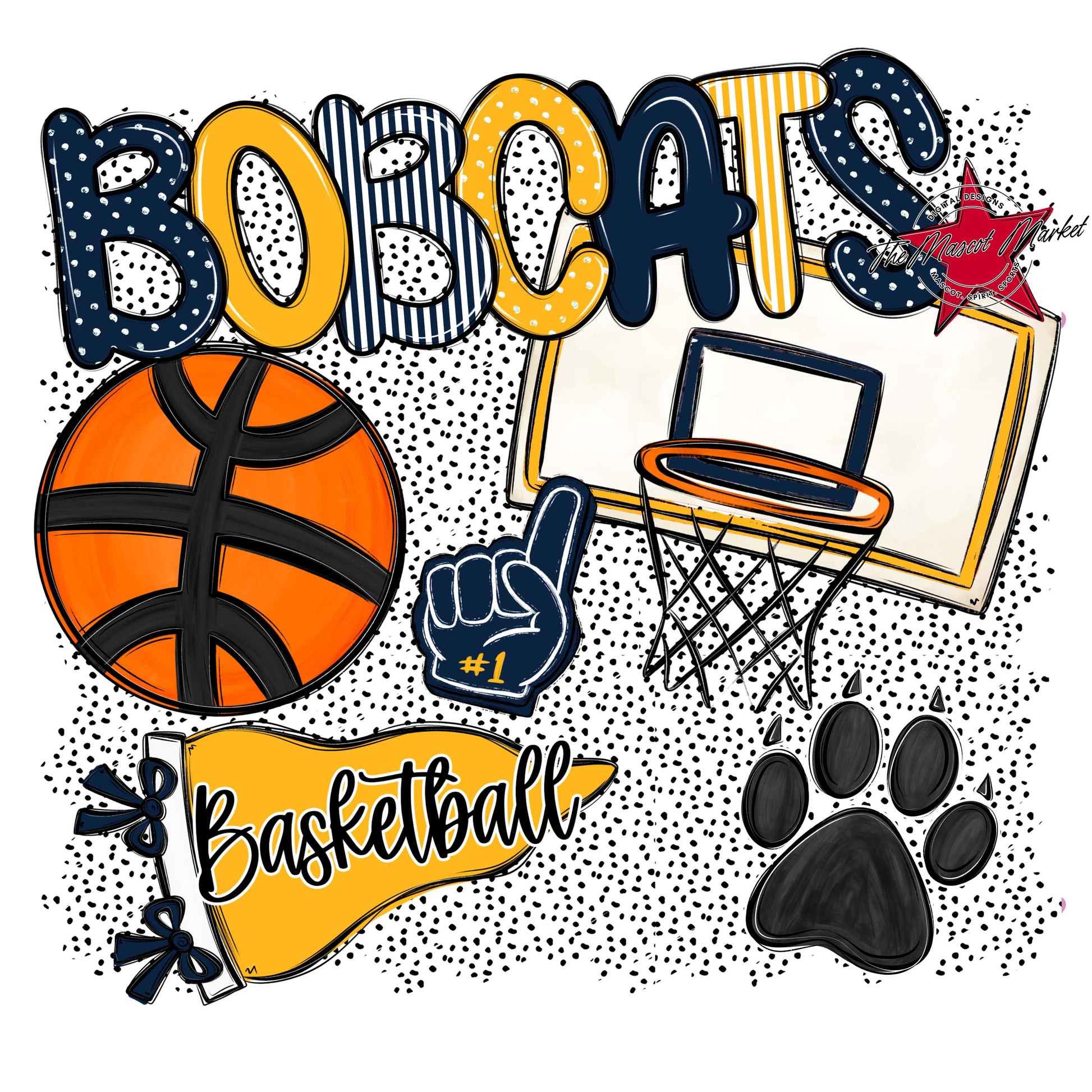 Bobcats Basketball Spirit-Navy & Yellow