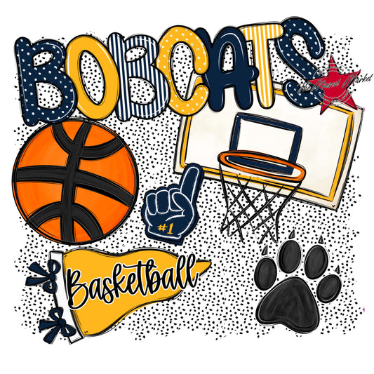 Bobcats Basketball Spirit-Navy & Yellow