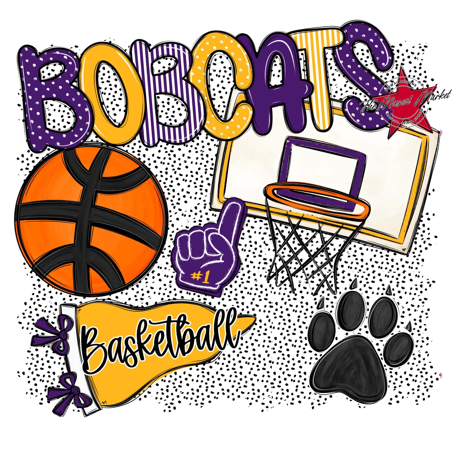 Bobcats Basketball Spirit-Purple & Yellow