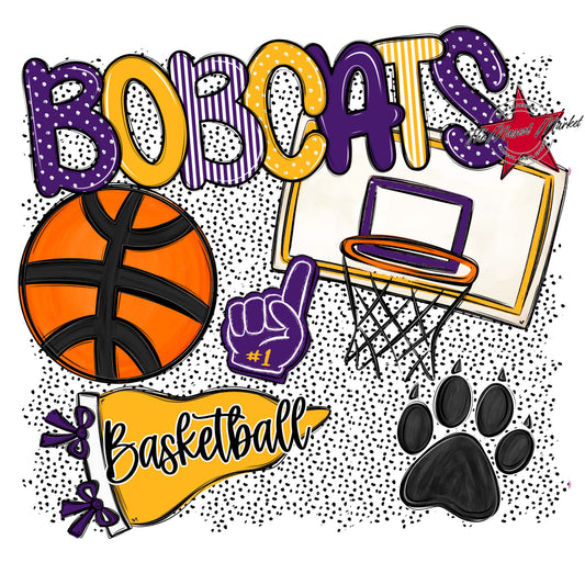 Bobcats Basketball Spirit-Purple & Yellow