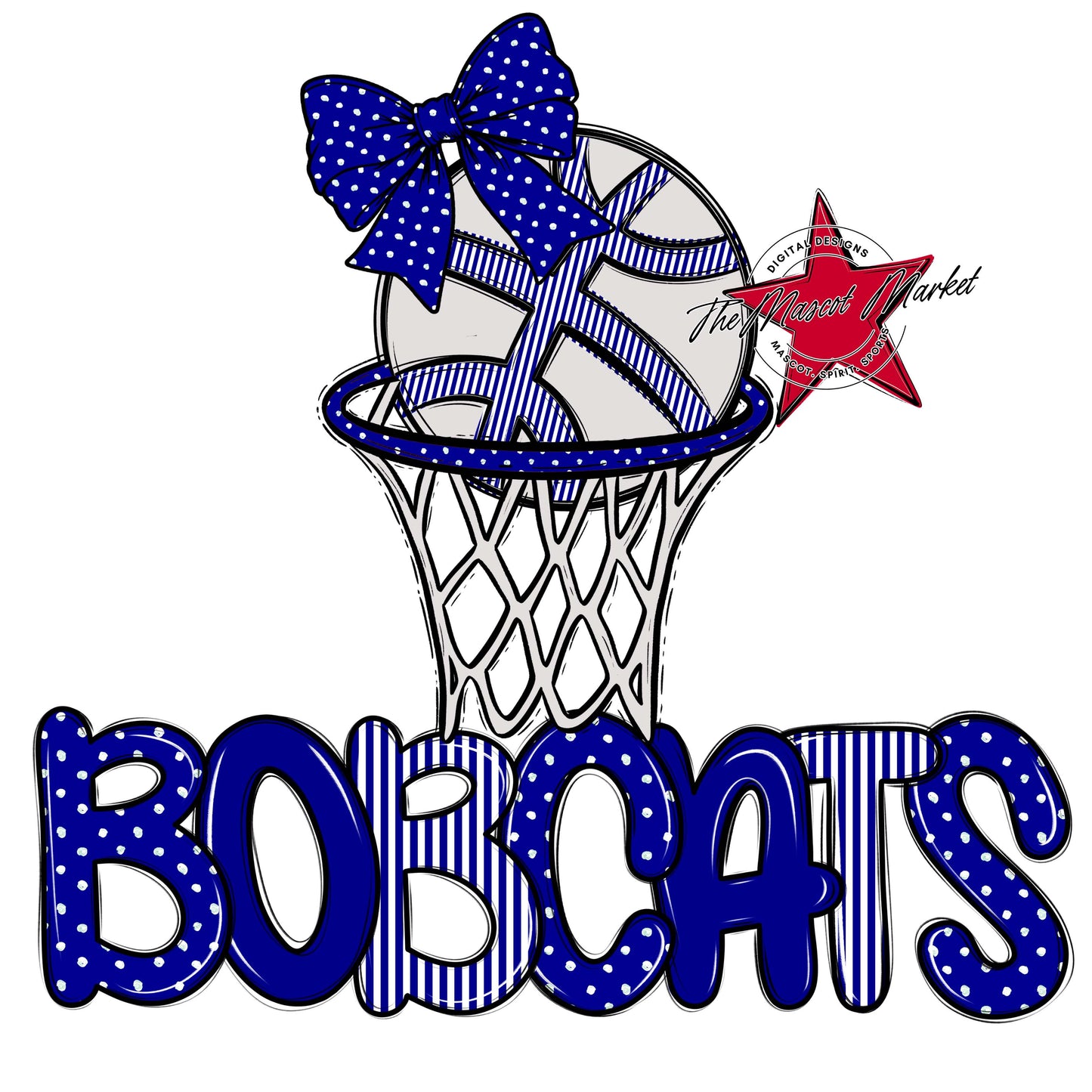 Bobcats Basketball Spirit Design-Blue