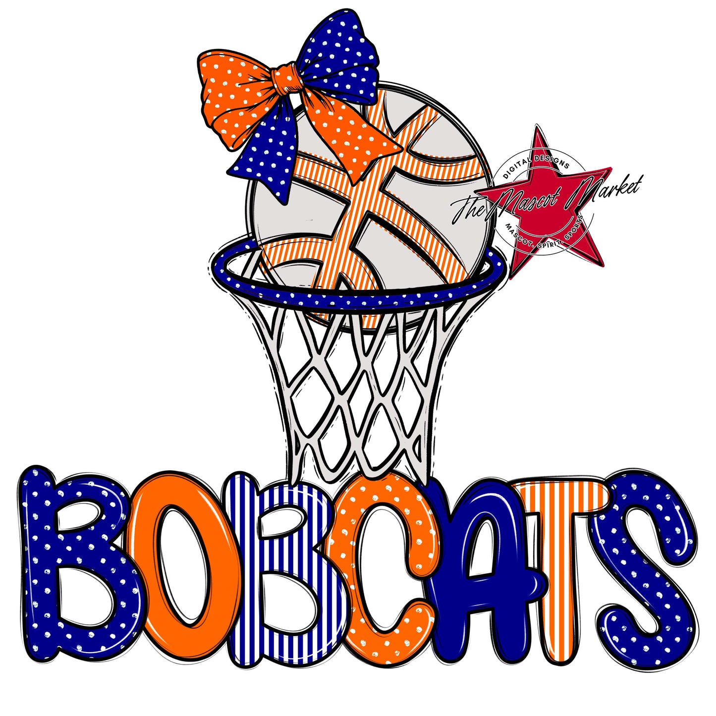 Bobcats Basketball Spirit Design-Blue & Orange