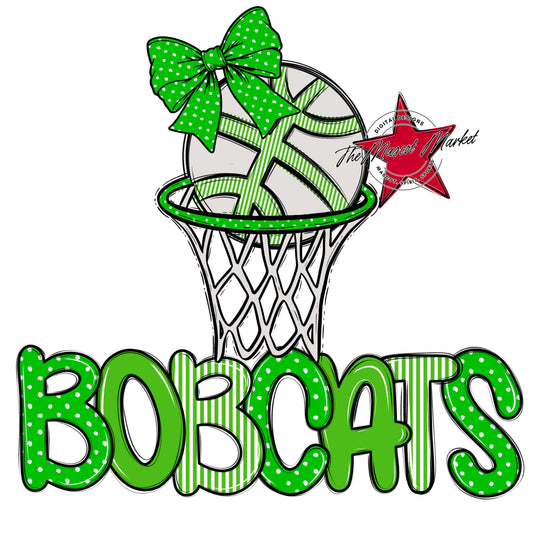 Bobcats Basketball Spirit Design-Bright Green