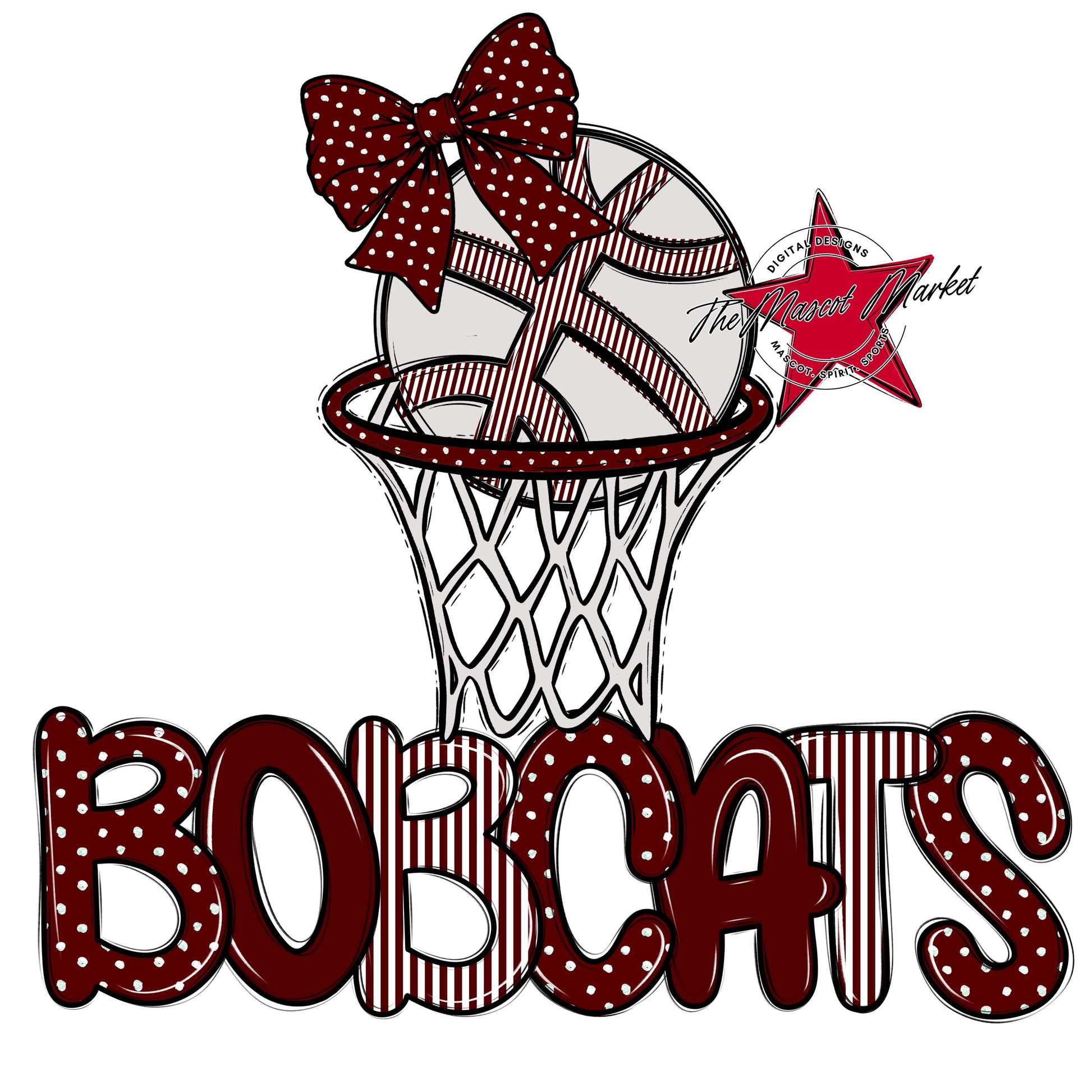 Bobcats Basketball Spirit Design-Maroon