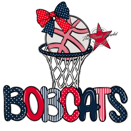 Bobcats Basketball Spirit Design-Navy & Red