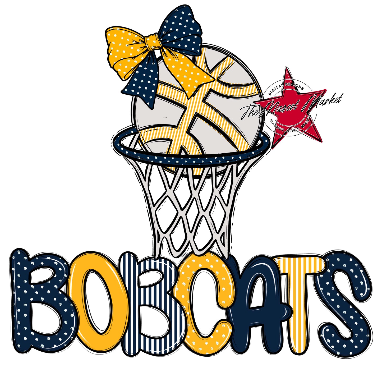 Bobcats Basketball Spirit Design-Navy & Yellow