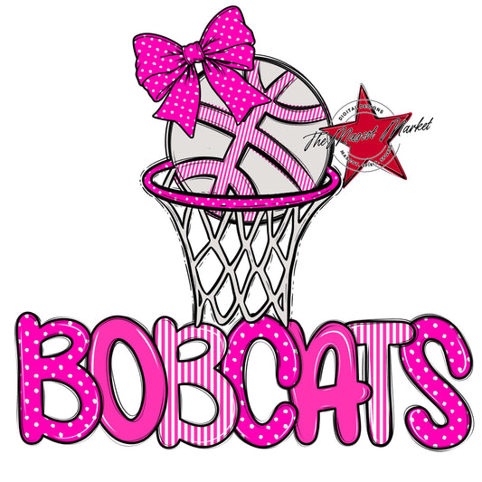 Bobcats Basketball Spirit Design-Pink