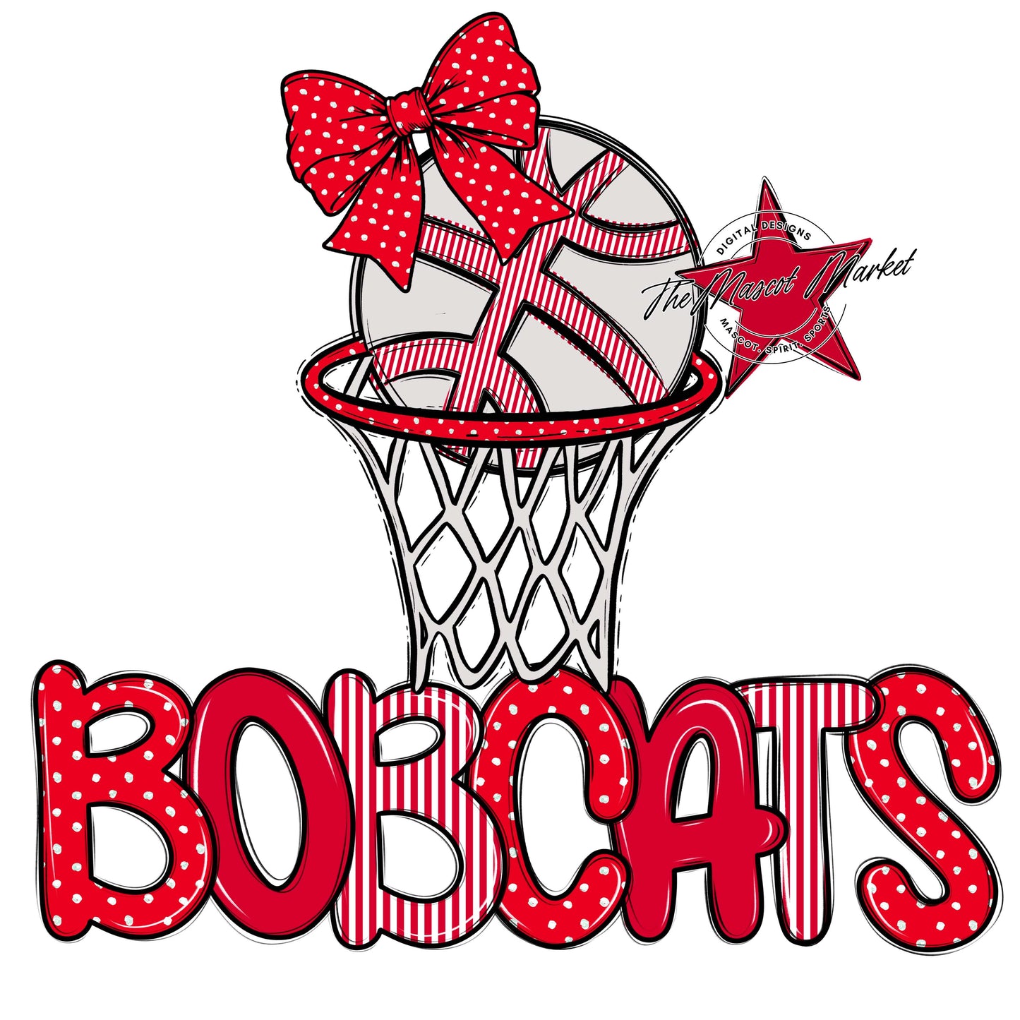 Bobcats Basketball Spirit Design-Red