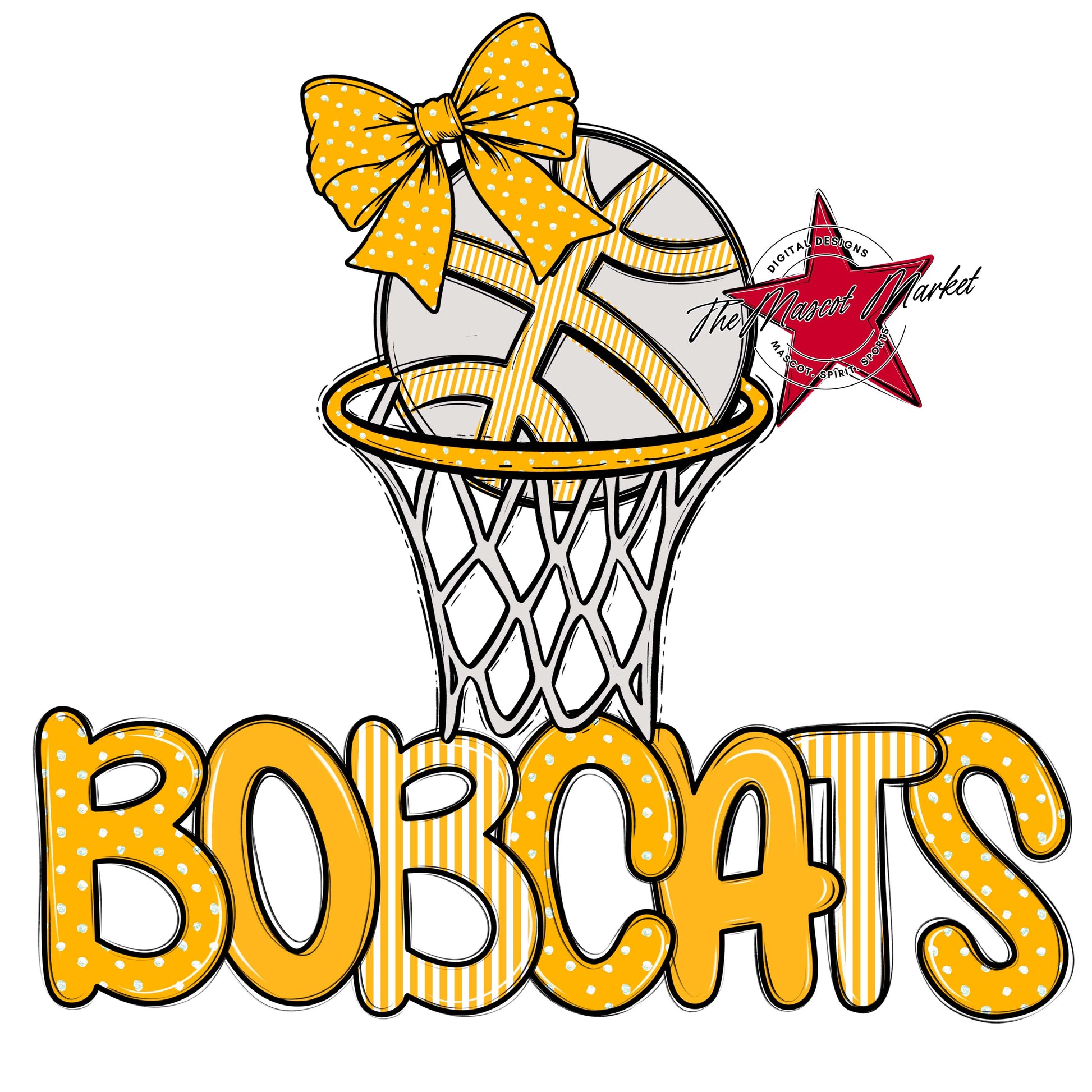 Bobcats Basketball Spirit Design-Yellow