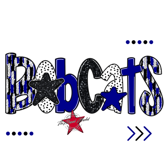 Bobcats Brushstroke Alpha w Arrows-Blue