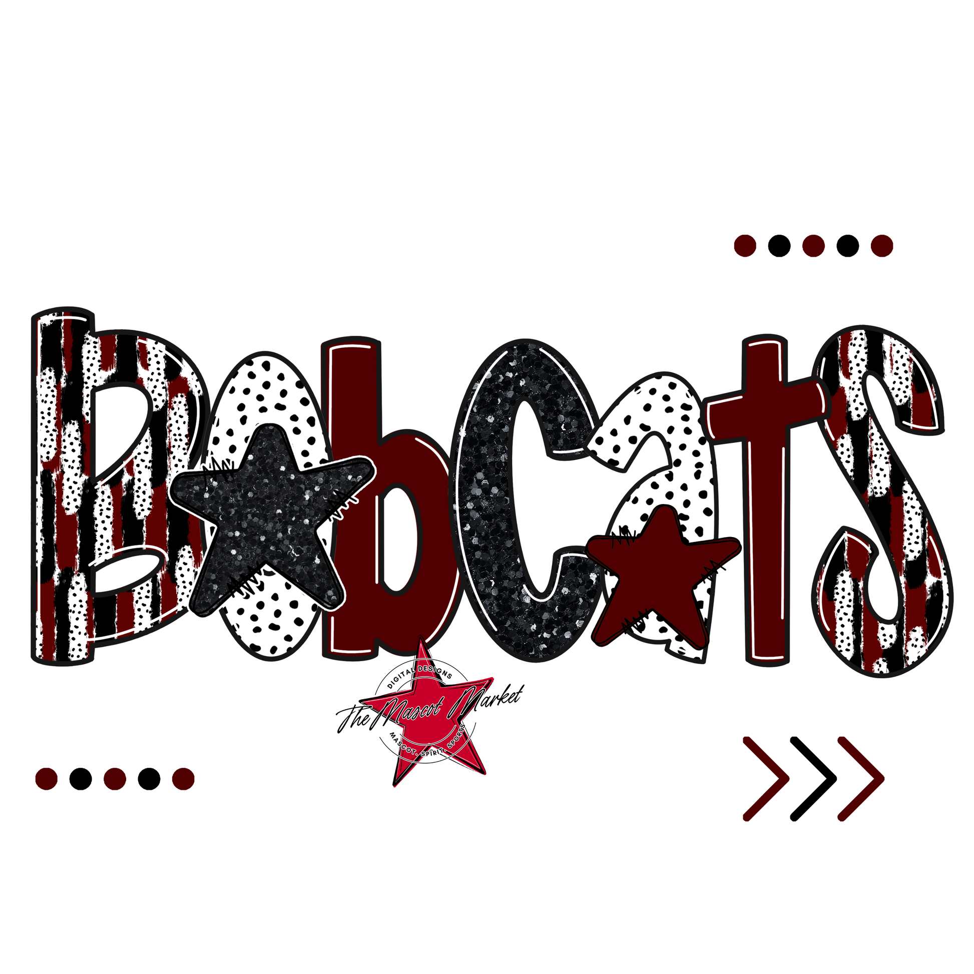 Bobcats Brushstroke Alpha w Arrows-Maroon