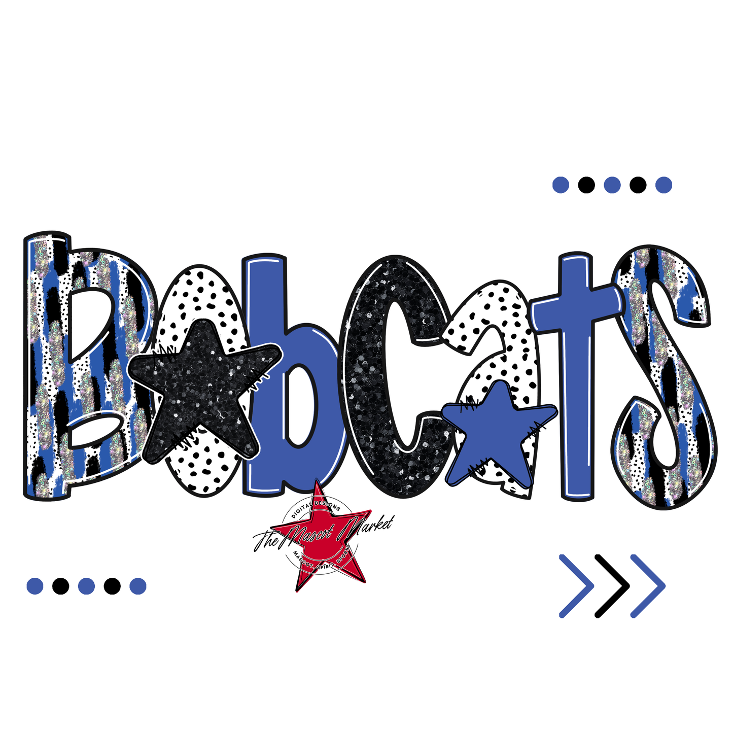 Bobcats Brushstroke Alpha w Arrows-Off Blue