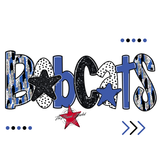 Bobcats Brushstroke Alpha w Arrows-Off Blue