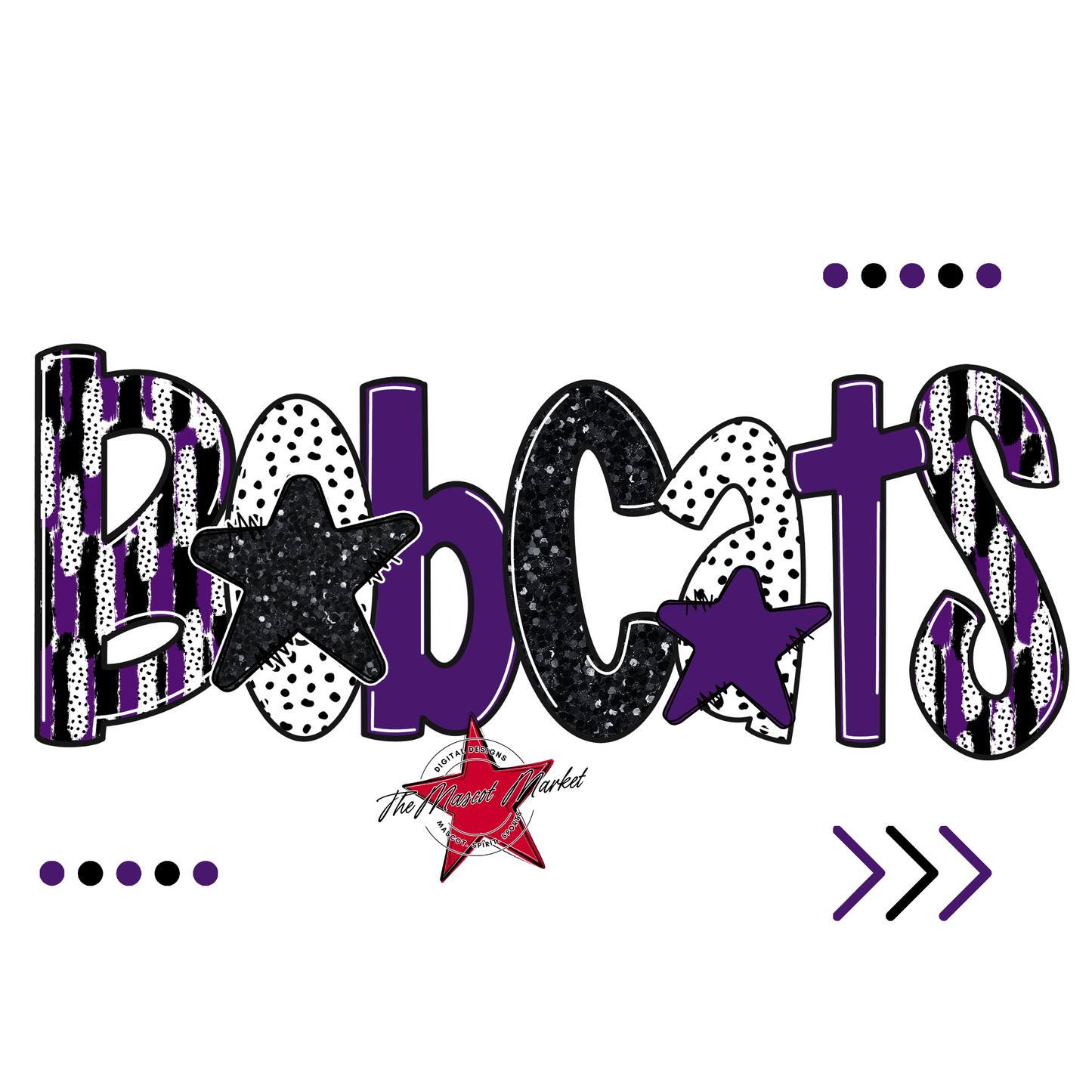Bobcats Brushstroke Alpha w Arrows-Purple
