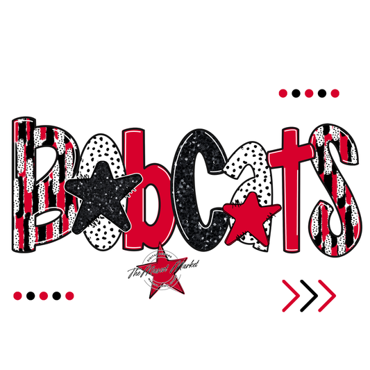 Bobcats Brushstroke Alpha w Arrows-Red