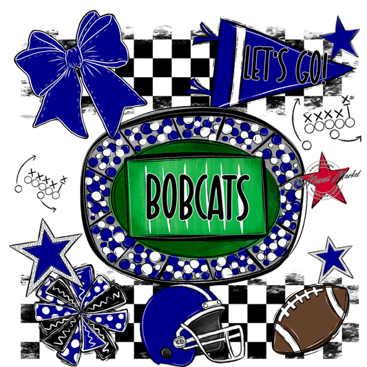 Bobcats Checkers Spirit Design-Blue