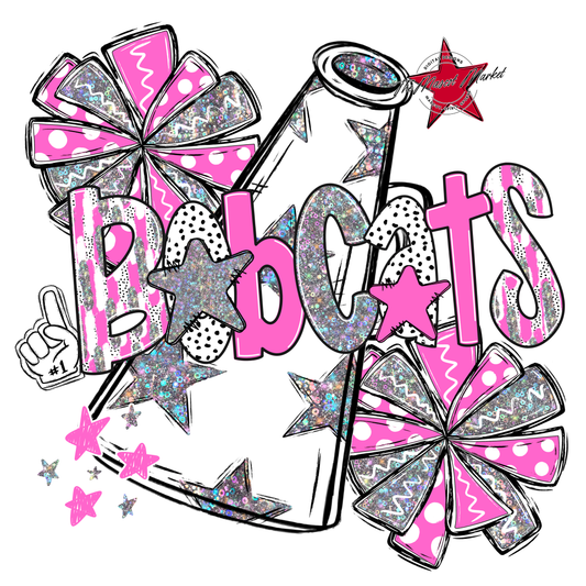 Bobcats Cheer Megaphone Scrape-Baby Pink