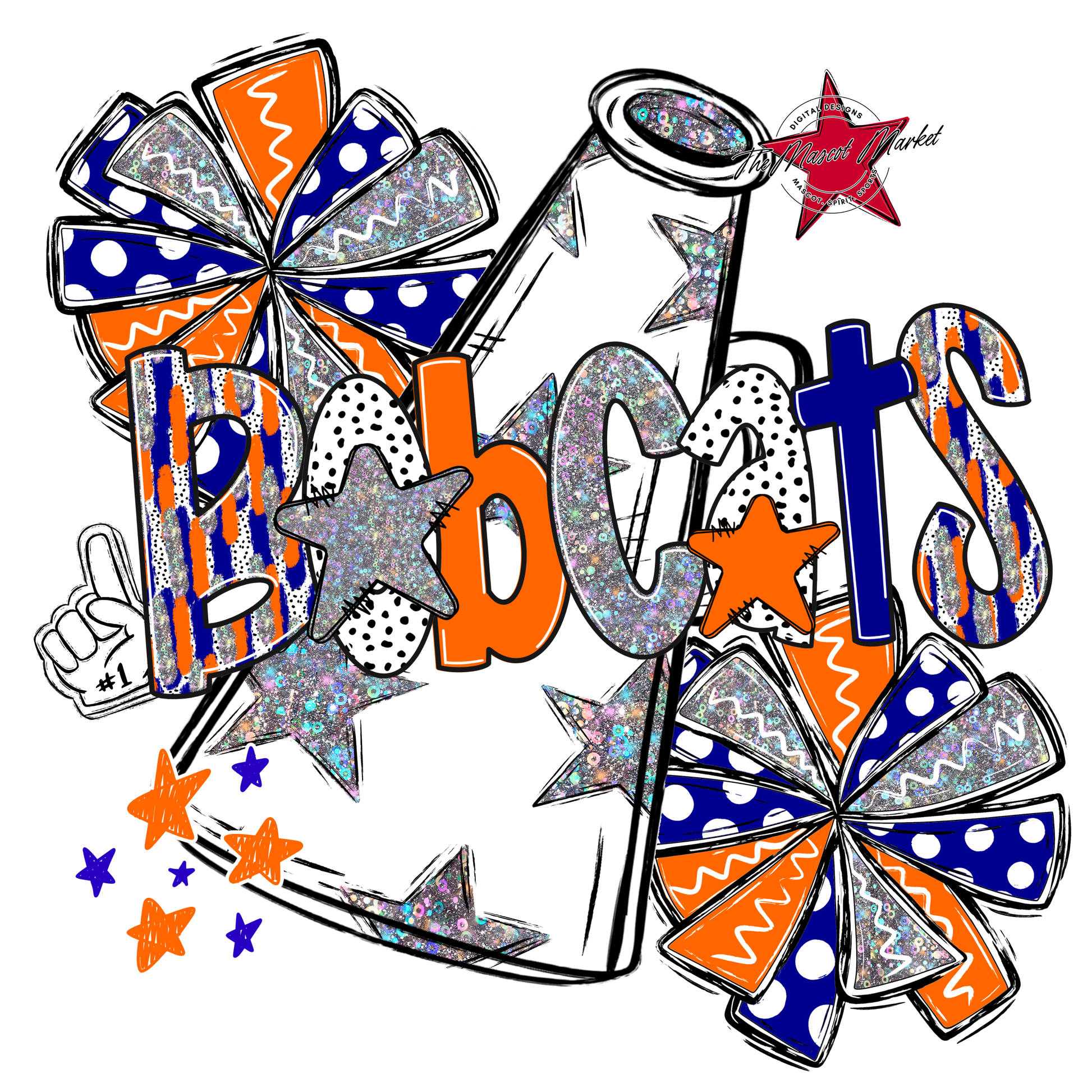 Bobcats Cheer Megaphone Scrape-Blue-Orange