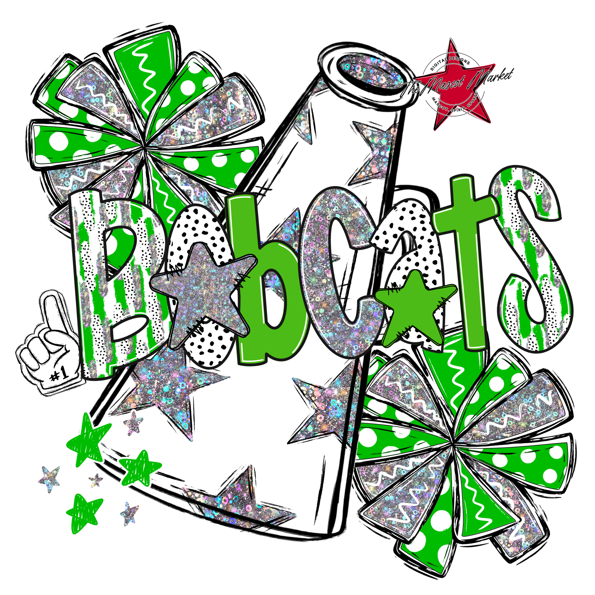 Bobcats Cheer Megaphone Scrape-Bright Green
