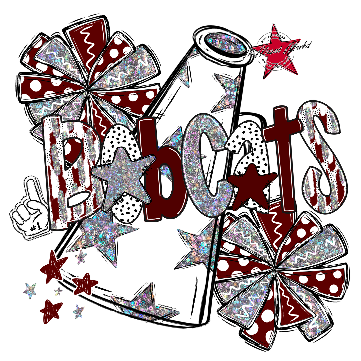 Bobcats Cheer Megaphone Scrape-Maroon