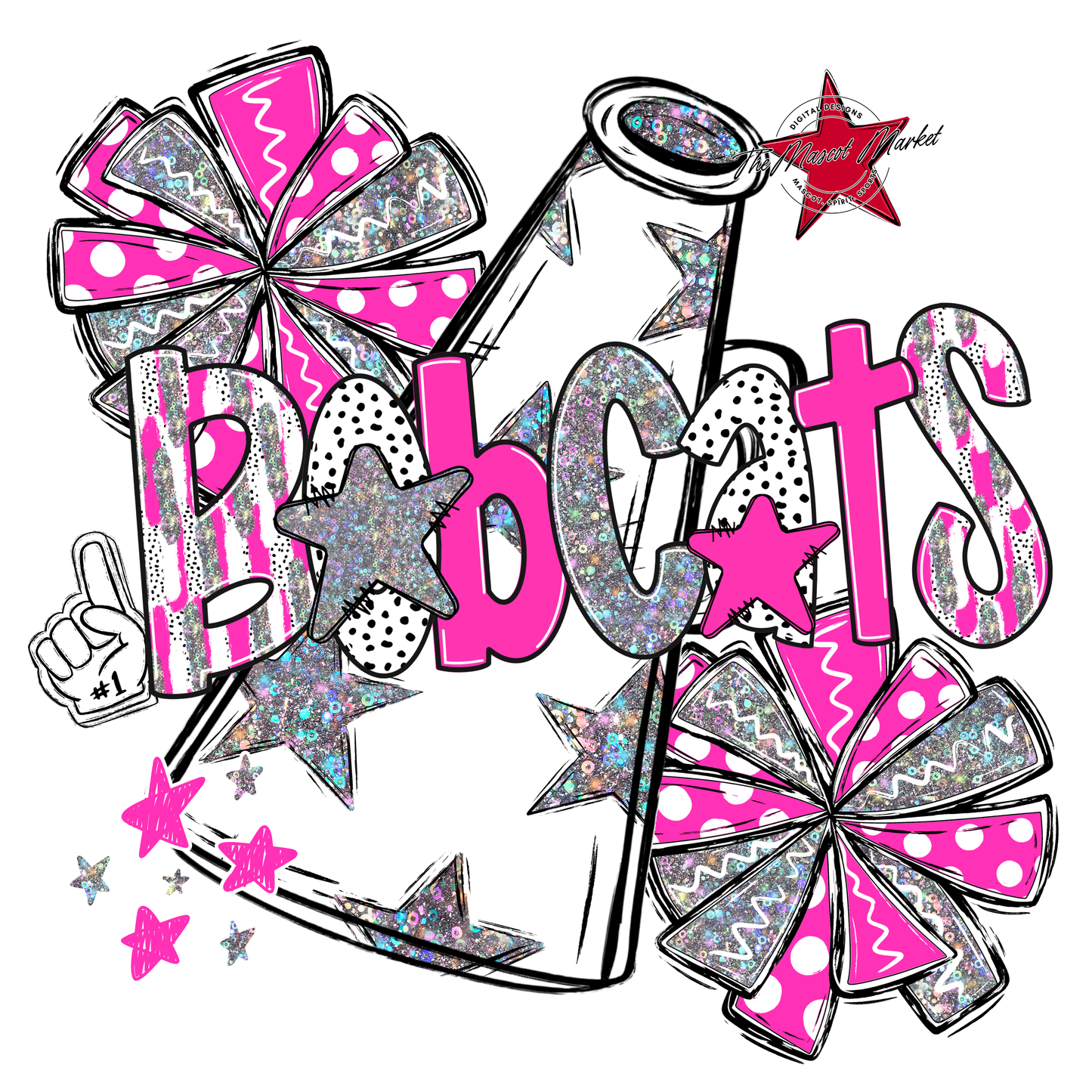 Bobcats Cheer Megaphone Scrape-Pink