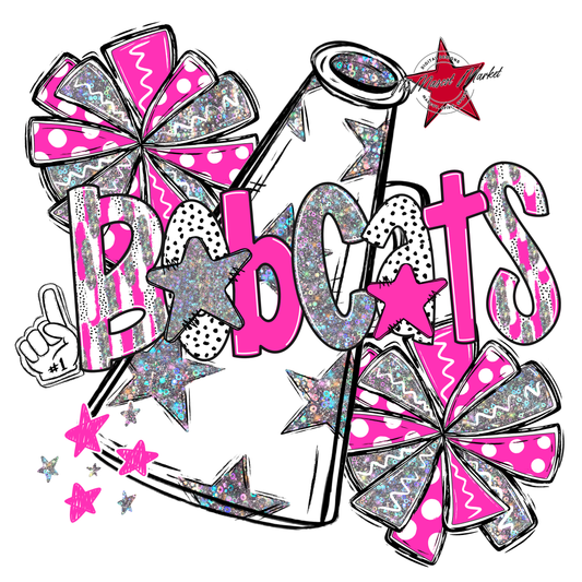 Bobcats Cheer Megaphone Scrape-Pink