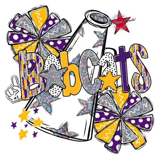 Bobcats Cheer Megaphone Scrape-Purple-Yellow