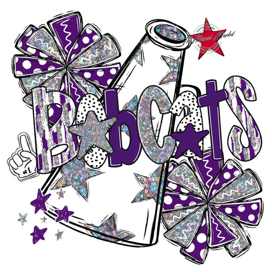 Bobcats Cheer Megaphone Scrape-Purple