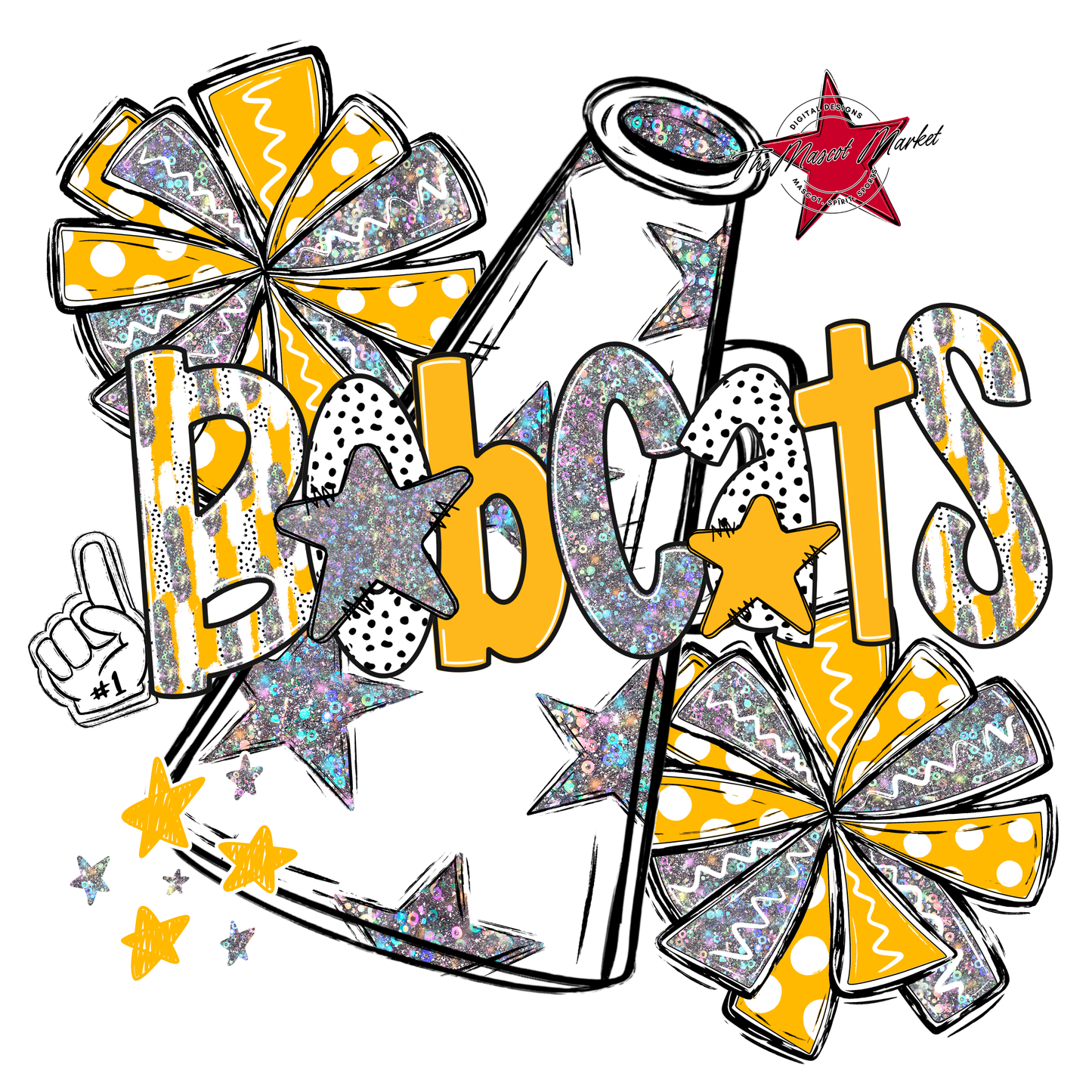 Bobcats Cheer Megaphone Scrape-Yellow