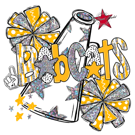 Bobcats Cheer Megaphone Scrape-Yellow