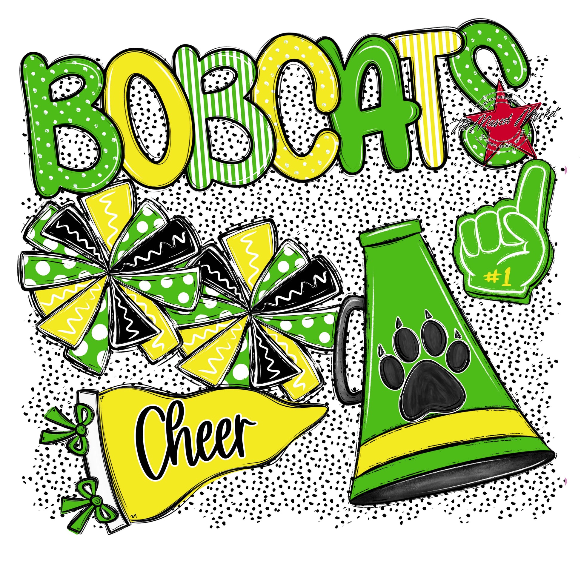 Bobcats Cheer Spirit-Bright Green & Bright Yellow